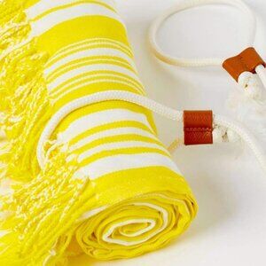 Lemlem x H&M Organic Cotton Beach Towel – Yellow & White Striped, NWT